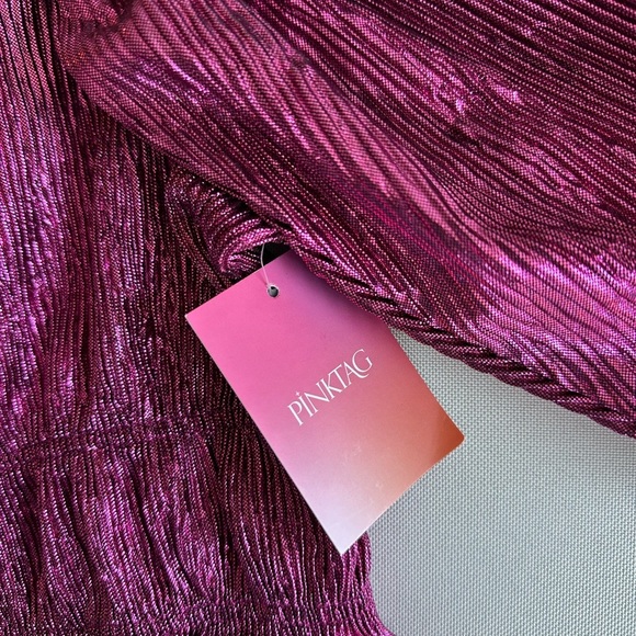 NWT Pink Metallic One-Shoulder Top - Picture 7 of 7